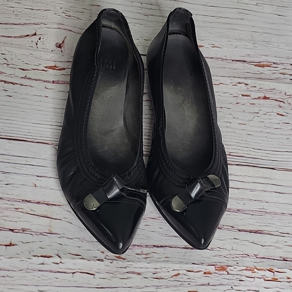 STUART WEITZMAN Elegant Black Leather Women's Flats Size 8 - Picture 4 of 8